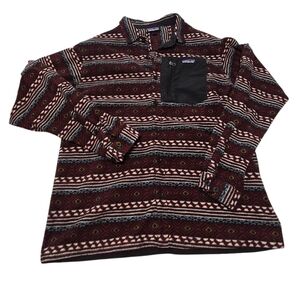 Patagonia Aztec Fleece Pullover - Maroon and Black